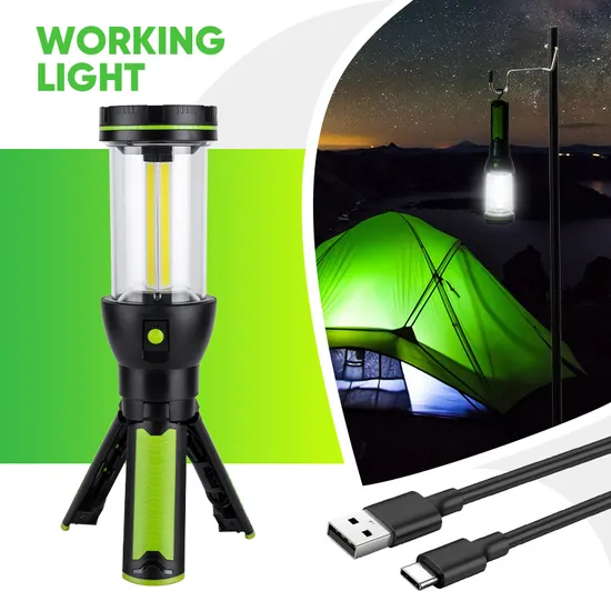 360 Handheld Portable COB Work Light with USB C Charging and Flashlight 